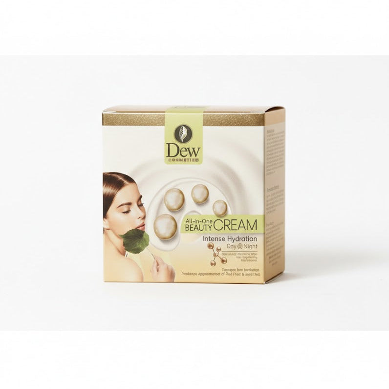 Box of Dew Dermaceuticals All-In-One Beauty Cream on a white background