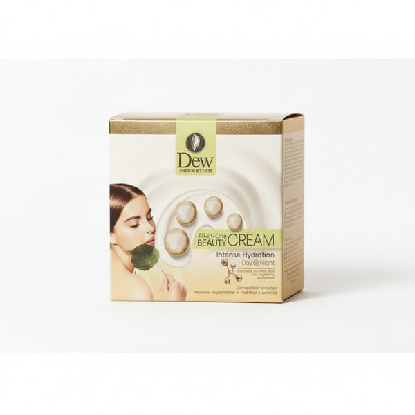 Box of Dew Dermaceuticals All-In-One Beauty Cream on a white background